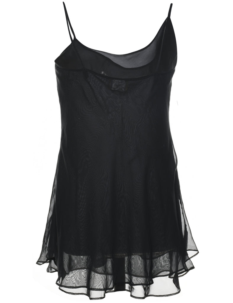 Sheer Black & White Embroidered Slip Dress - L