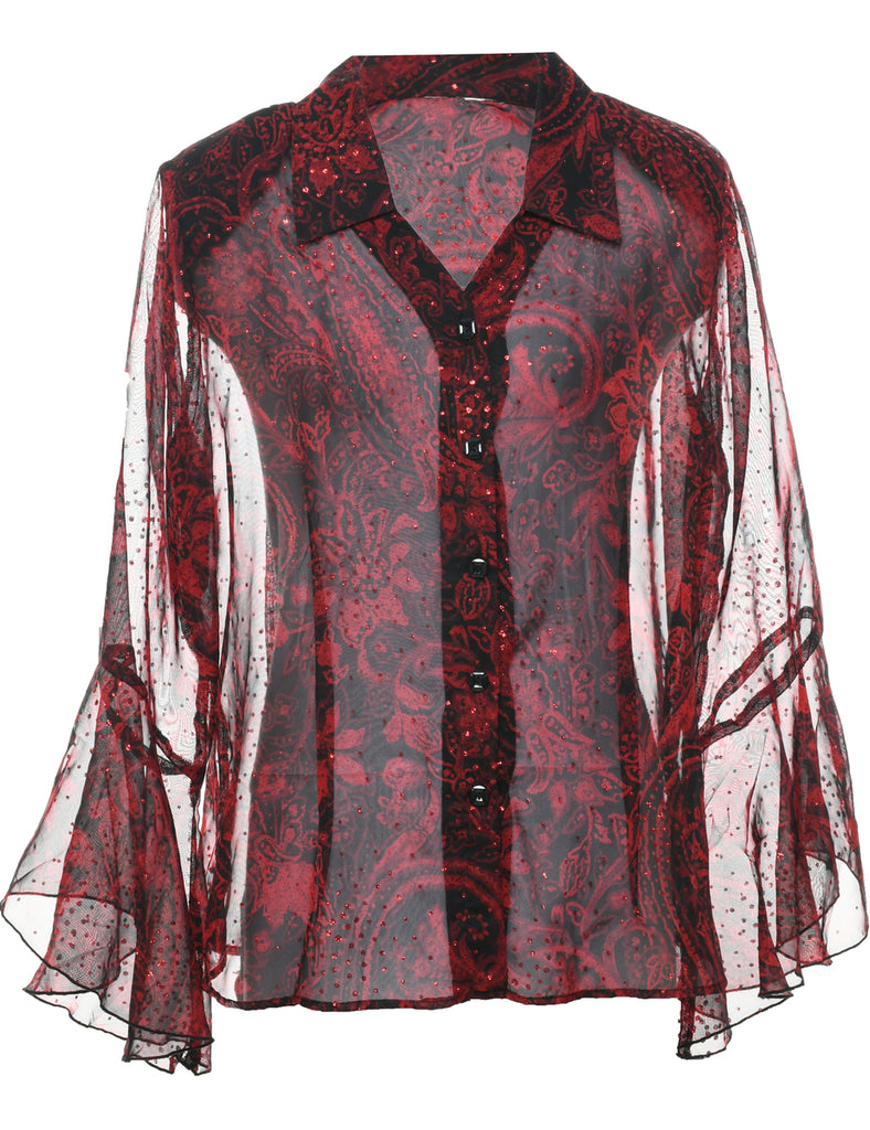 Sheer Effect Evening Blouse - M