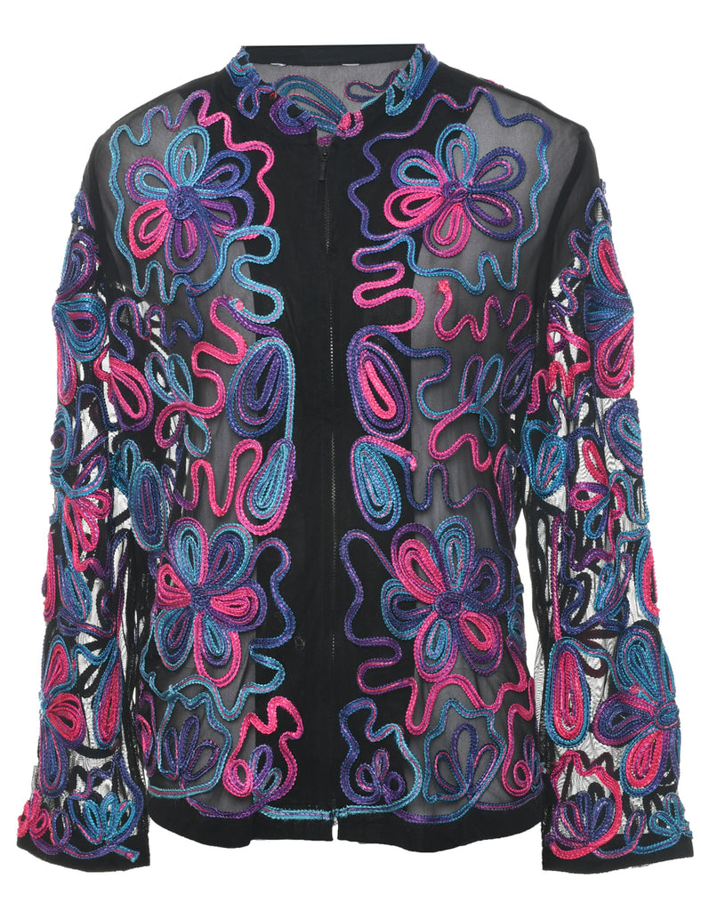 Sheer Effect Lace Jacket - L