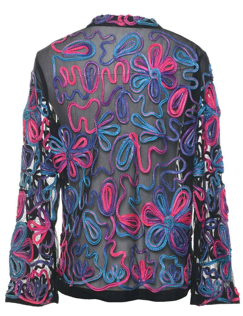 Sheer Effect Lace Jacket - L