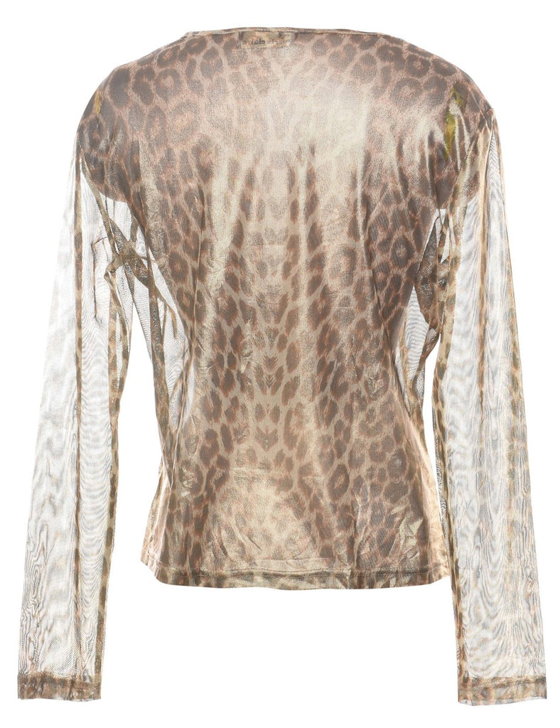 Sheer Effect Leopard Evening Top - L