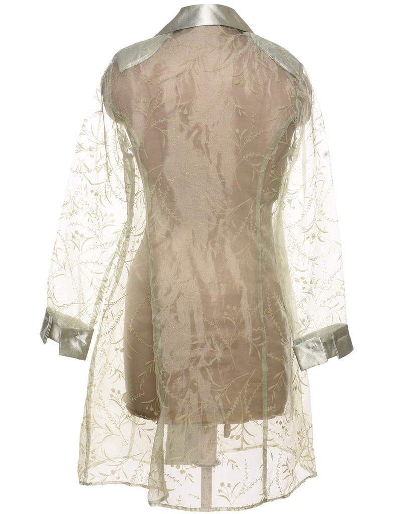 Sheer Effect Light Green 1980s Evening Jacket - M