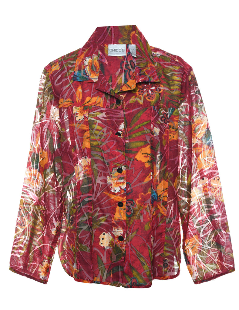Sheer Floral Shirt - L