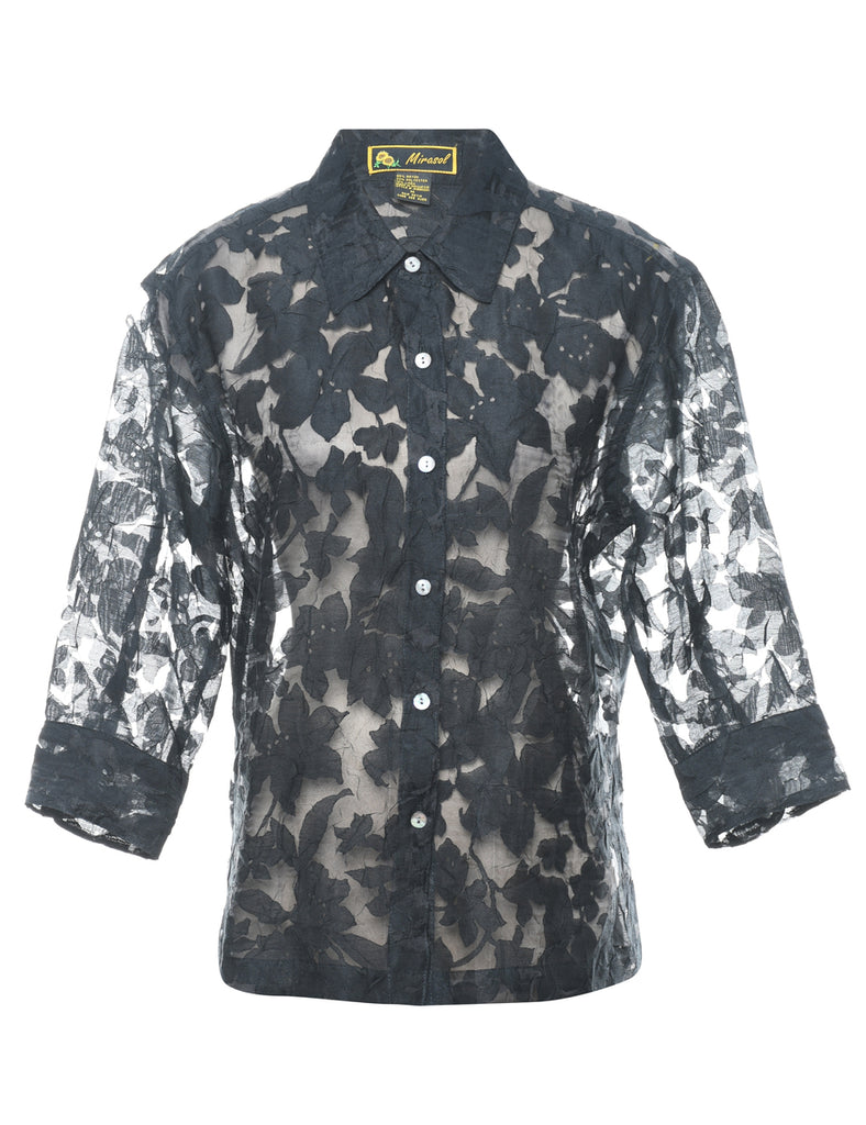 Sheer Floral Shirt - M