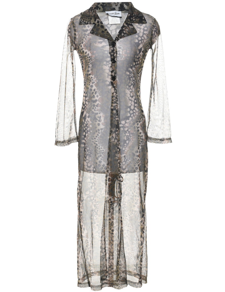 Sheer Leopard Print Maxi Dress - S