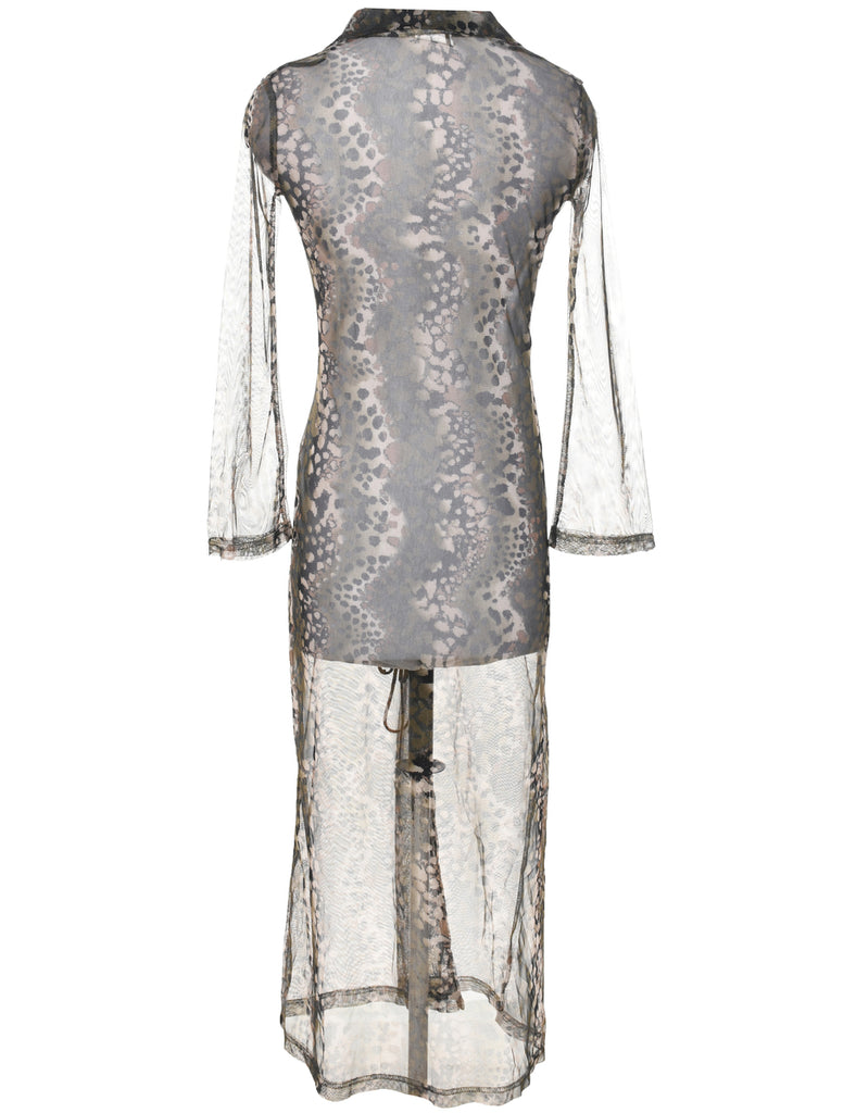 Sheer Leopard Print Maxi Dress - S