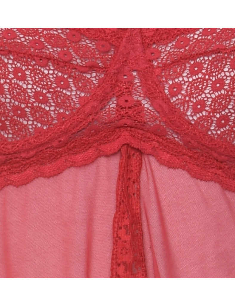 Sheer Red Lace Babydoll - S