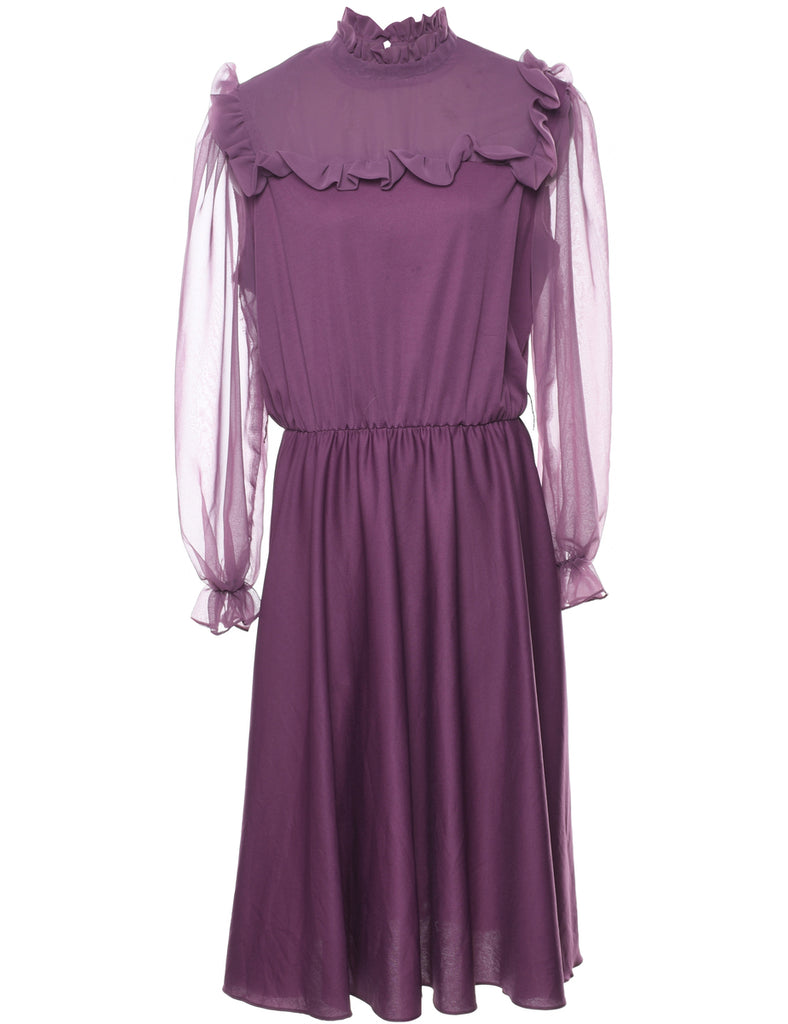 Sheer sleeved Plum Dress - XL