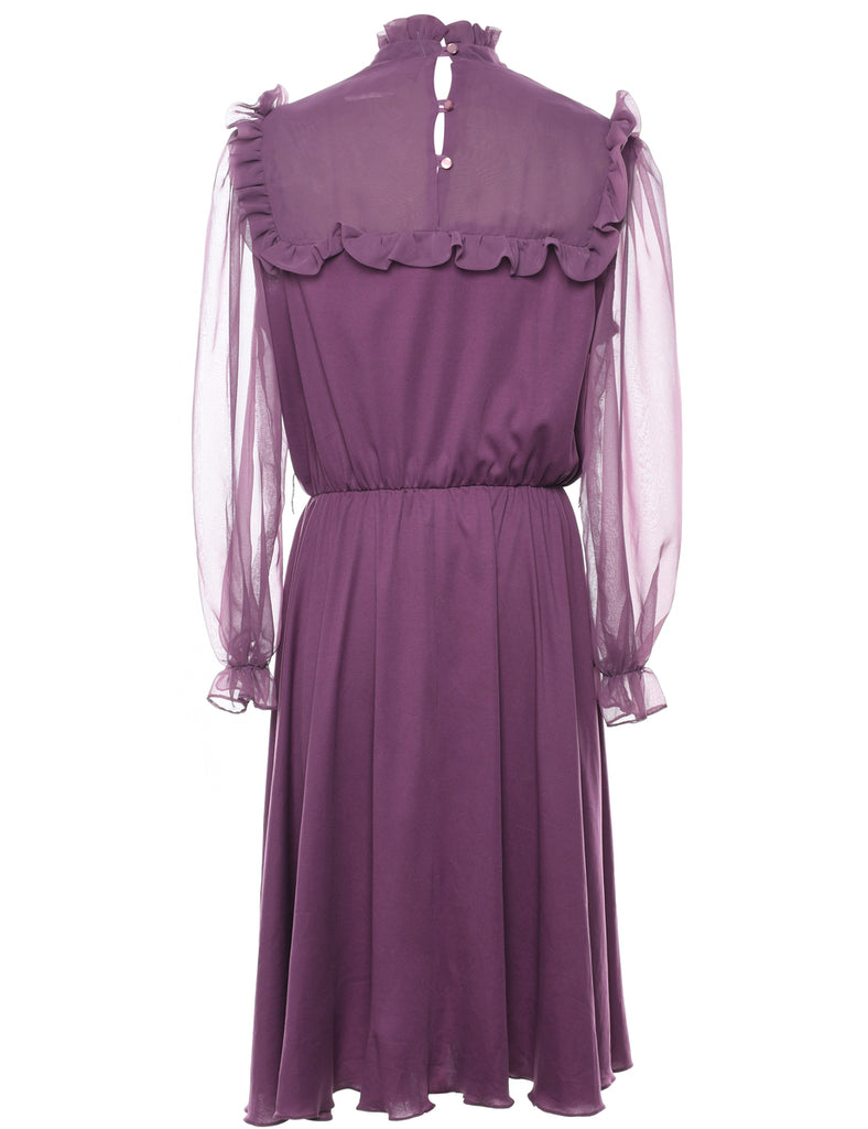 Sheer sleeved Plum Dress - XL