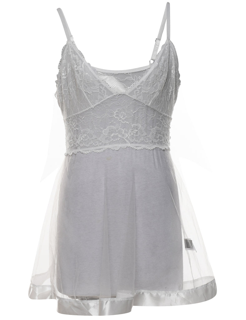 Sheer White Bow Detail Babydoll - M