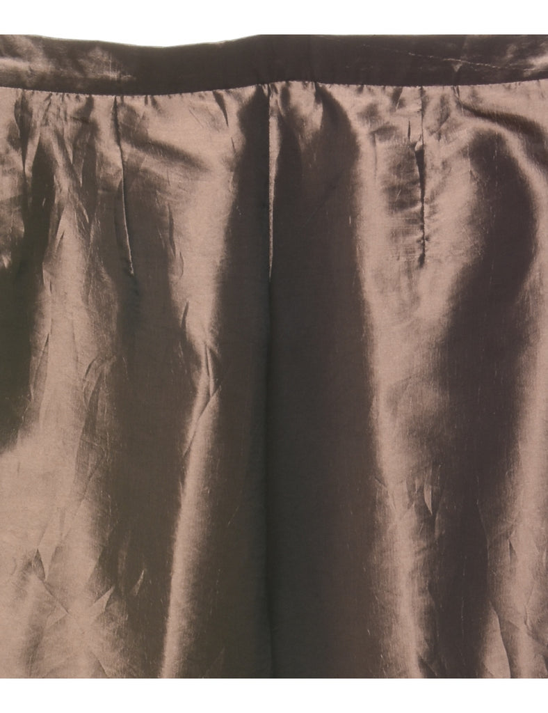 Shiny Brown Elasticated Trousers - W32 L27