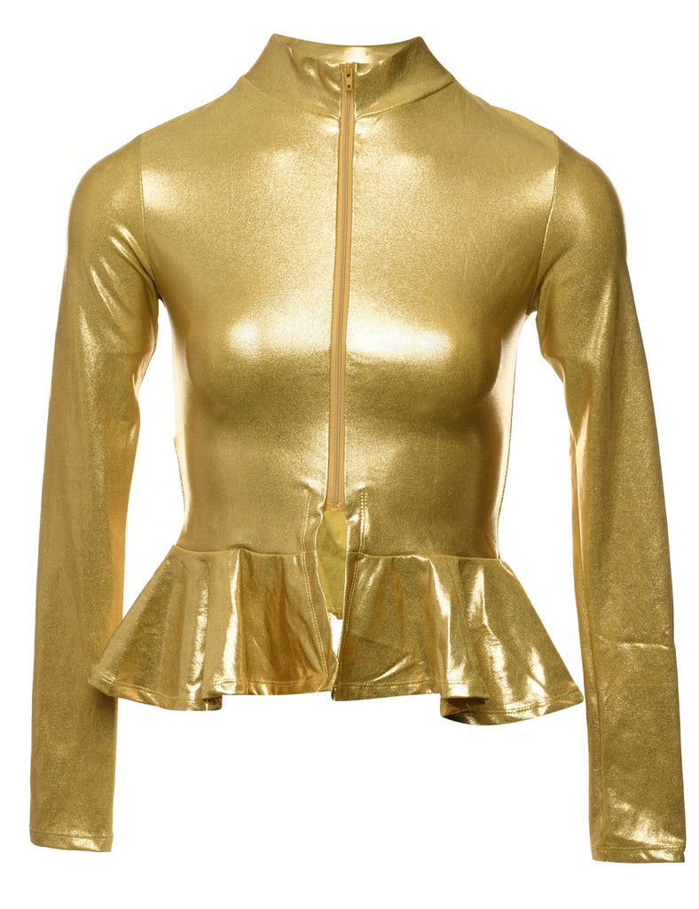 Shiny Gold High Neck Top - S