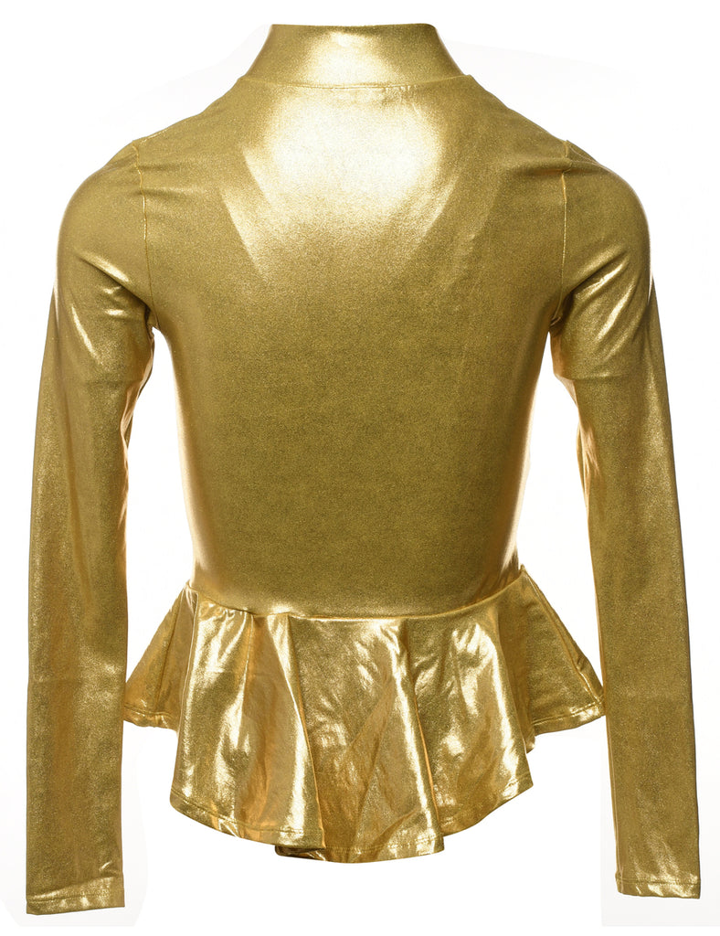 Shiny Gold High Neck Top - S