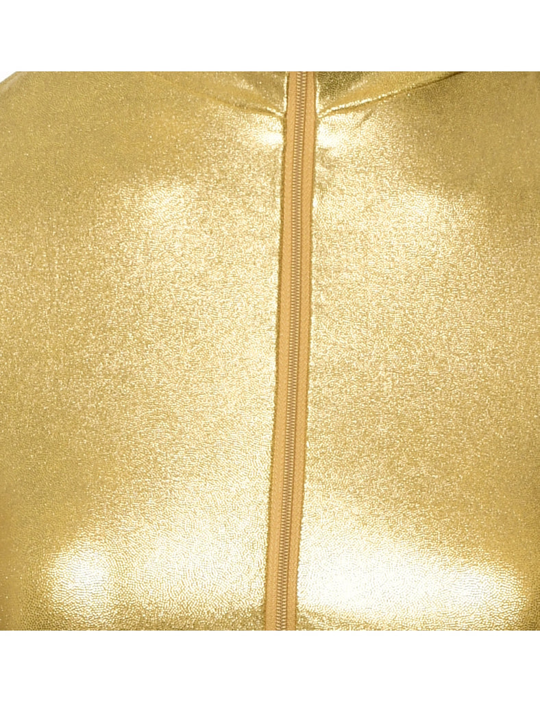 Shiny Gold High Neck Top - S