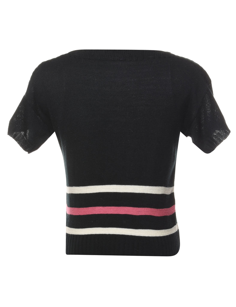 Short Sleeve Black Jumper - L