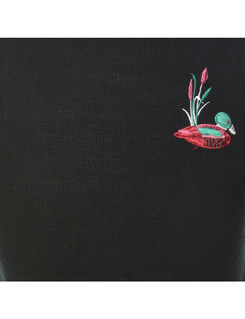 Short Sleeve Black Jumper - L