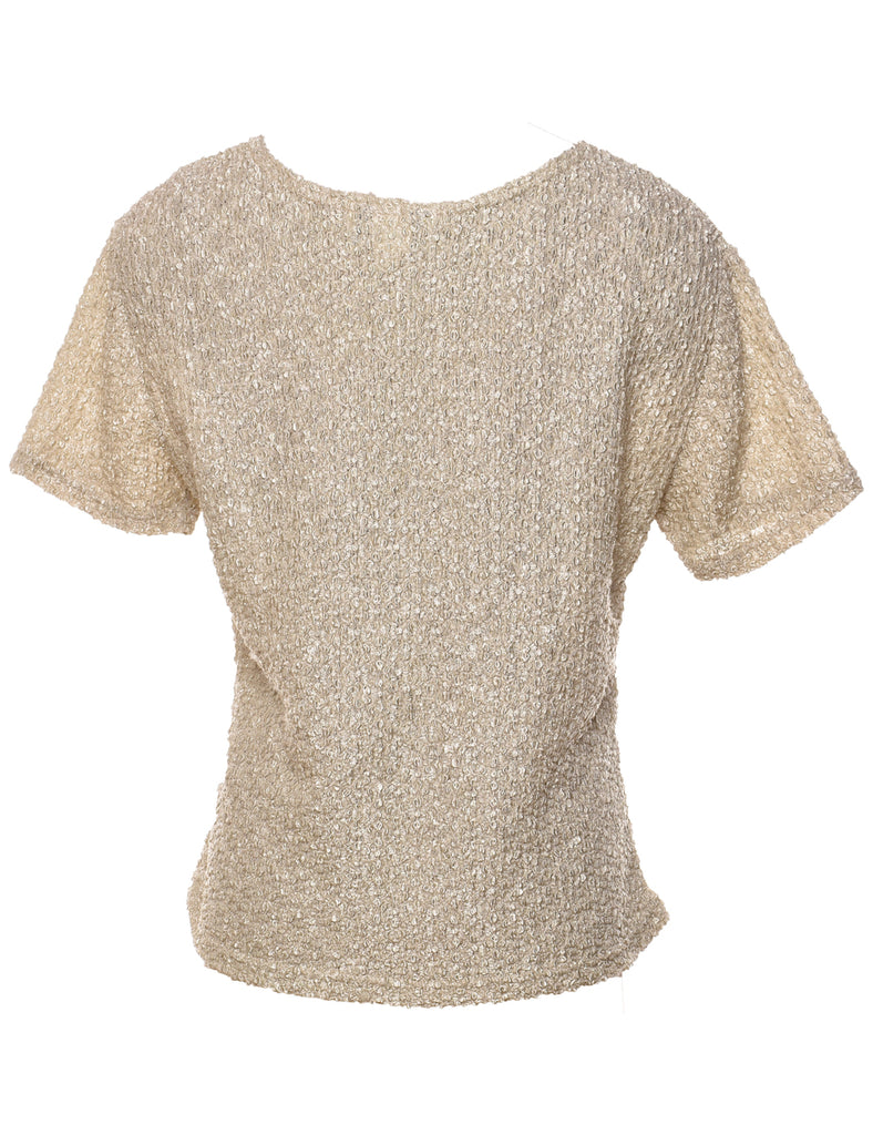 Short Sleeve Light Brown Top - M