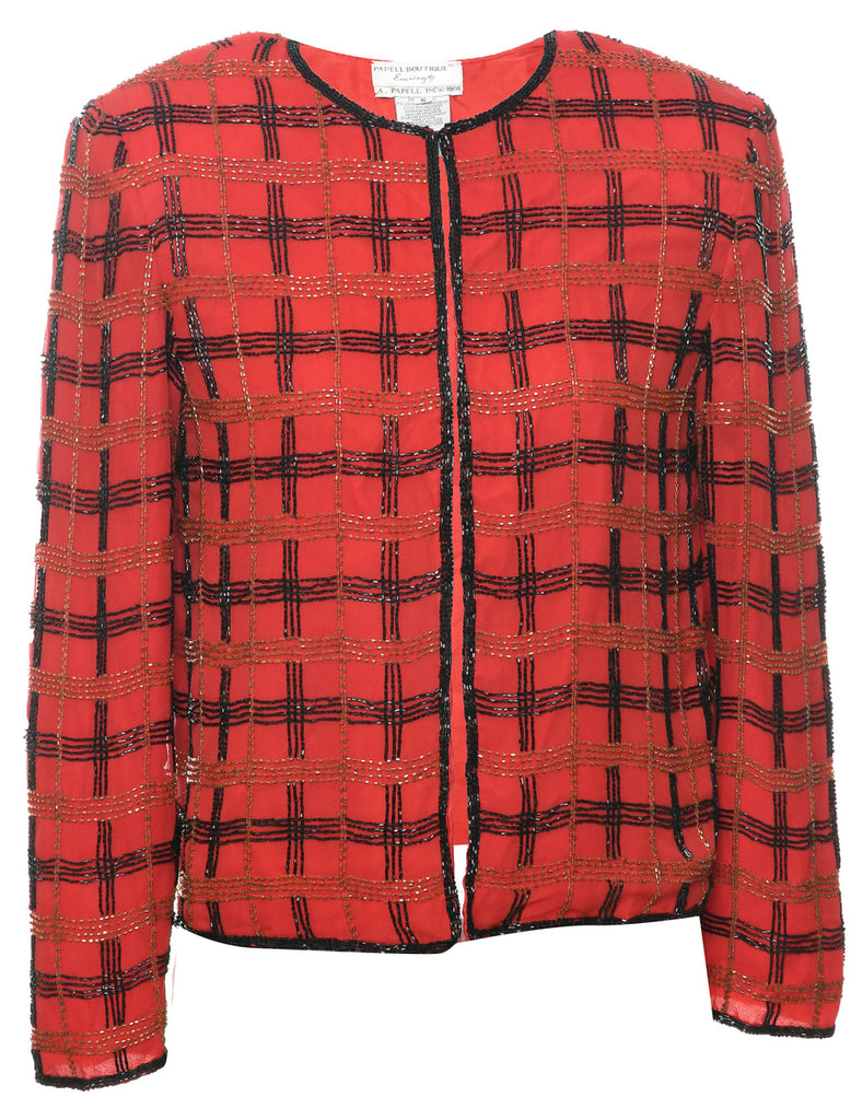 Silk Beaded Evening Jacket - S