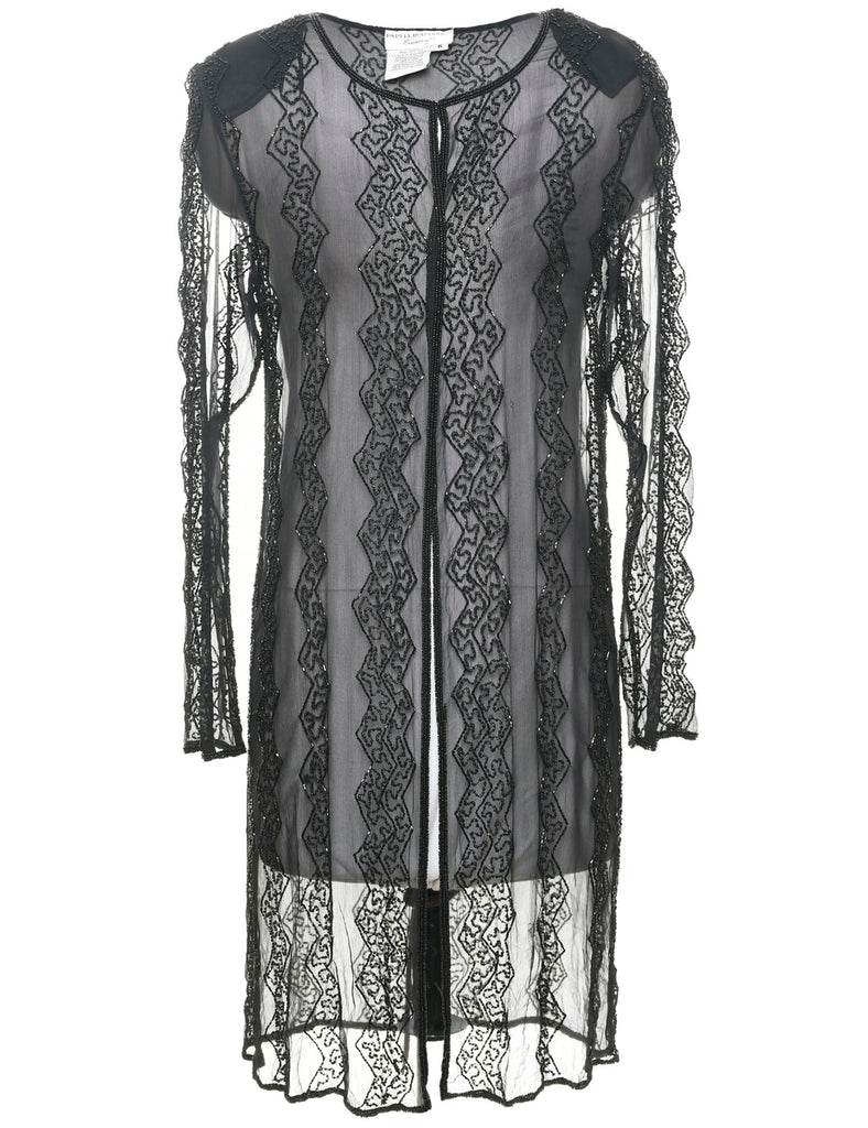 Silk Beaded Evening Jacket - M