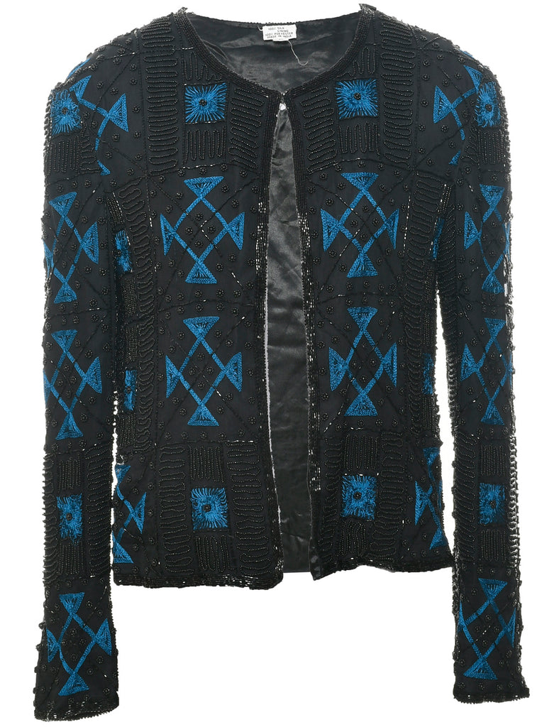 Silk Beaded Evening Jacket - M