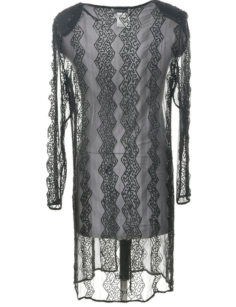 Silk Beaded Evening Jacket - M