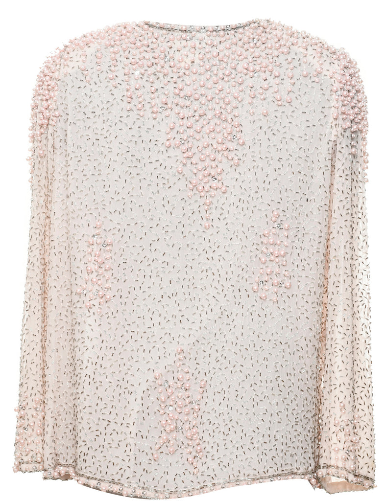 Silk Beaded Evening Jacket - M