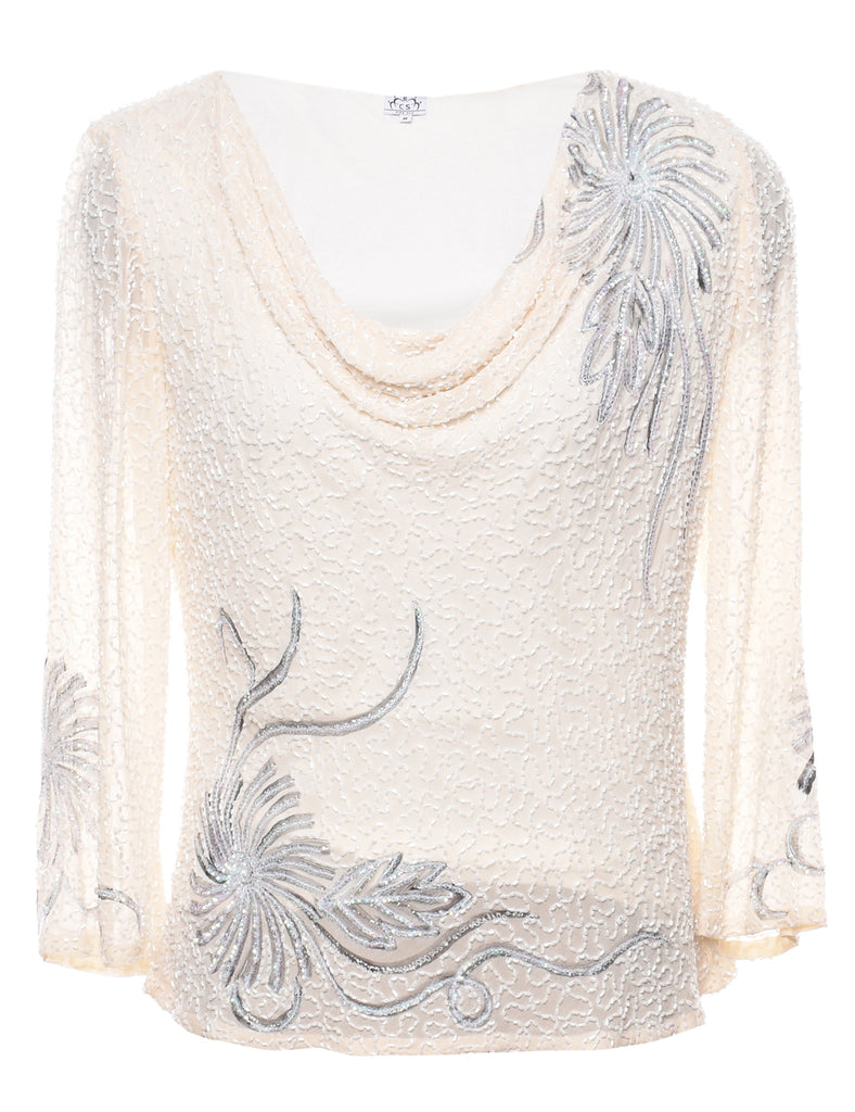 Silk Beaded Party Top - M