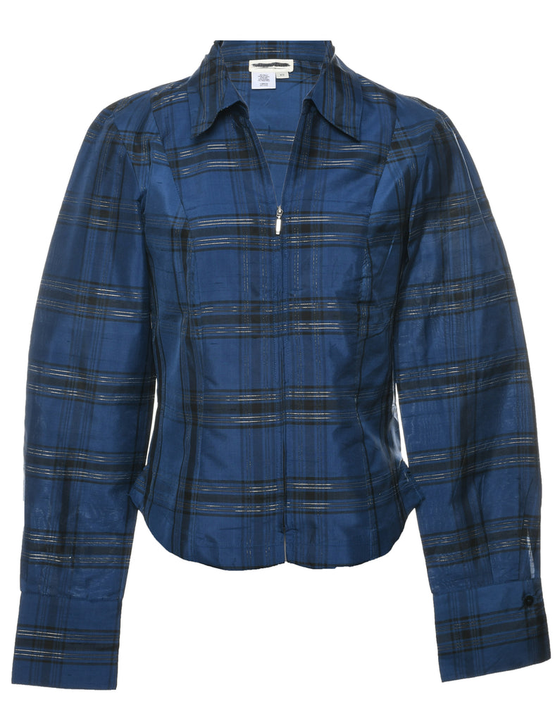 Silk Checked Evening Blouse - XS