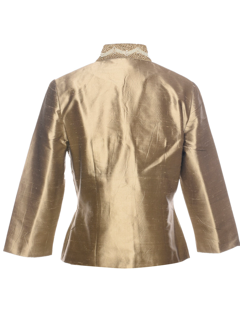 Silk Gold Metallic Evening Jacket - M