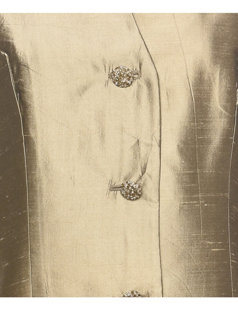 Silk Gold Metallic Evening Jacket - M