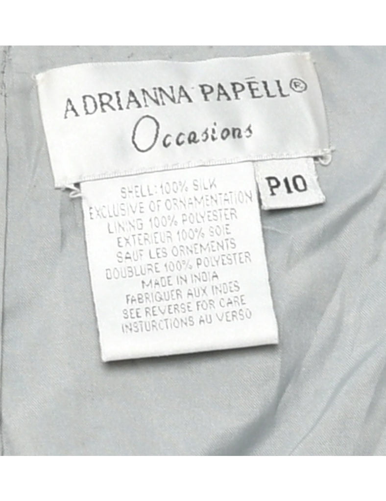 Silk Grey Embellished Evening Top - M