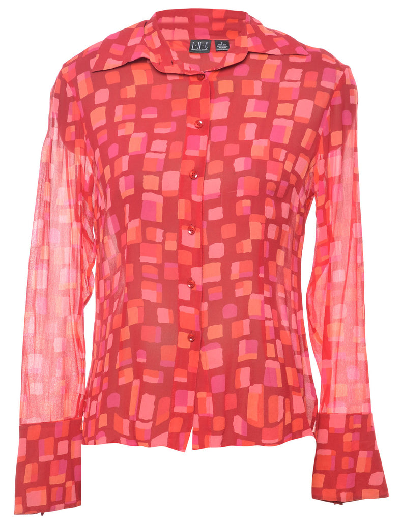 Silk Patterned Blouse - M