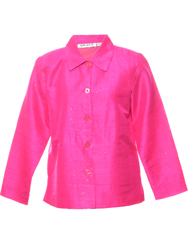 Silk Pink Evening Jacket - S
