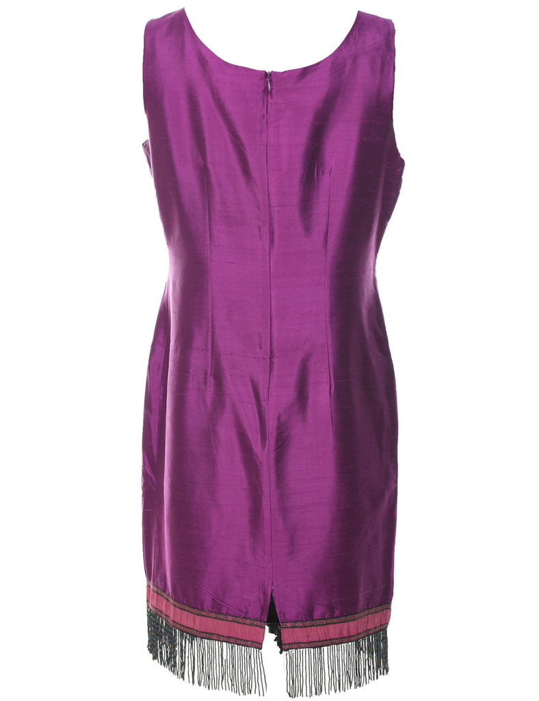 Silk Purple Metallic Evening Dress - M