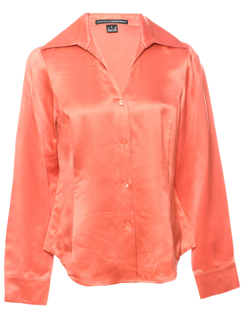 Silk Salmon Pink Evening Blouse - M