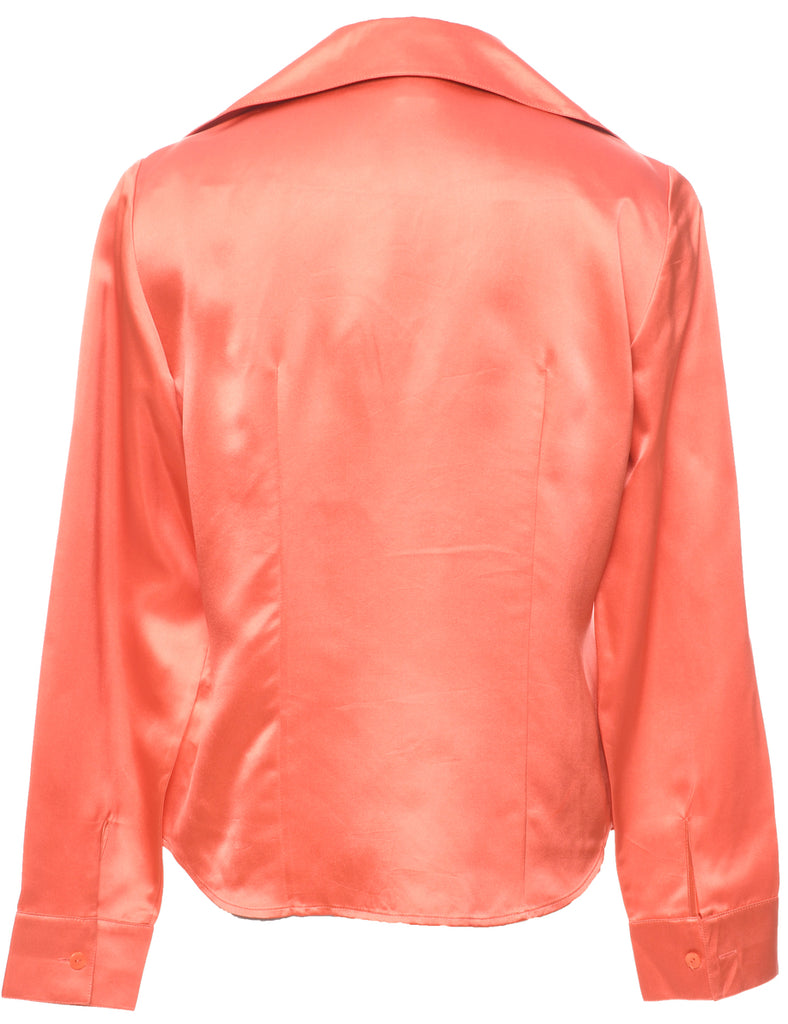 Silk Salmon Pink Evening Blouse - M