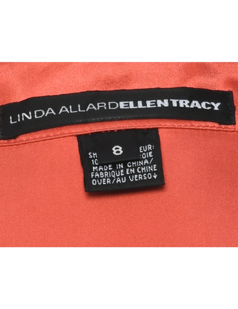 Silk Salmon Pink Evening Blouse - M