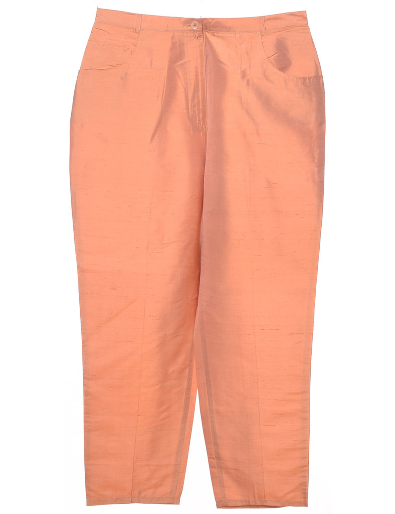 Silk Salmon Pink Trousers - W33 L28