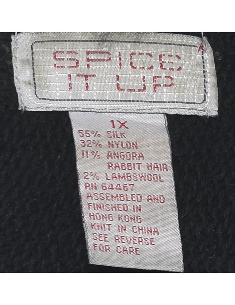 Silk Sequined Black Jumper - XL