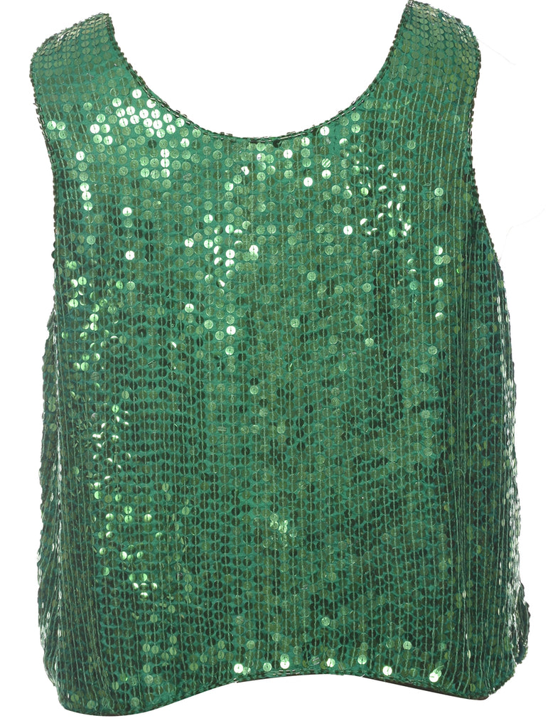 Silk Sequined Evening Top - L