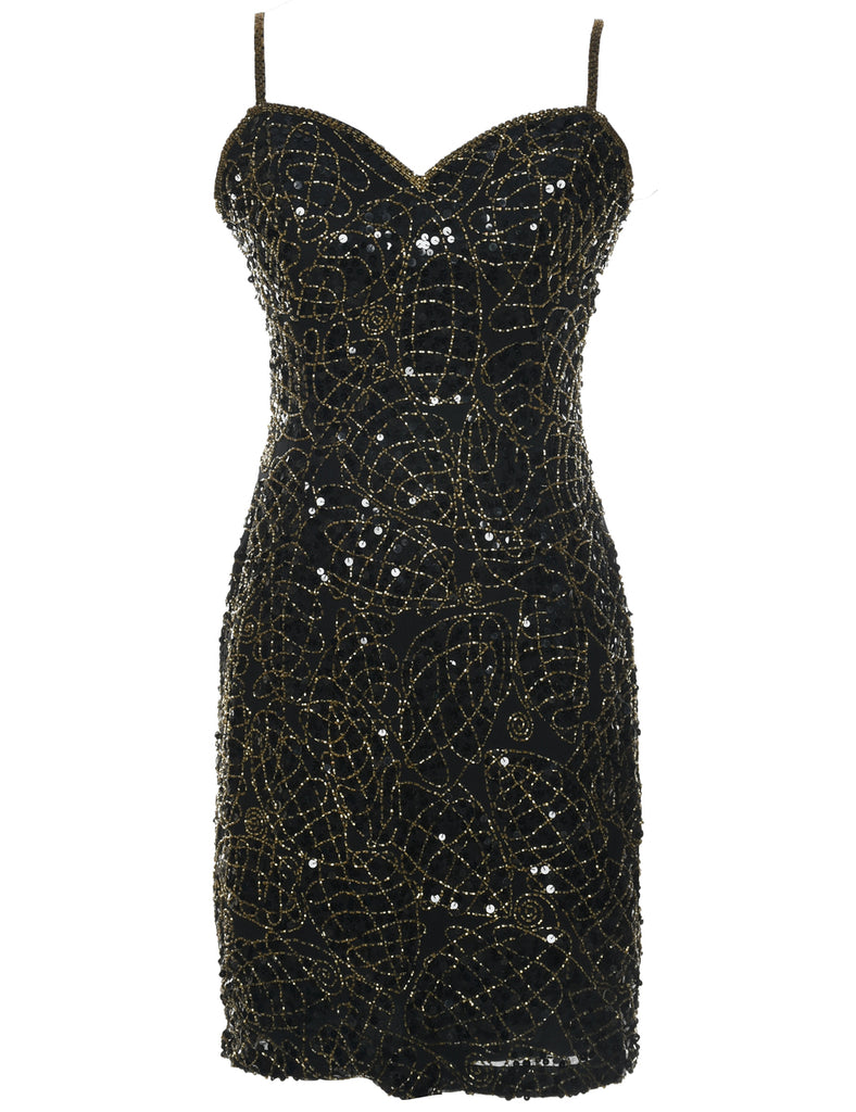Silk Sequined Party Dress - XS