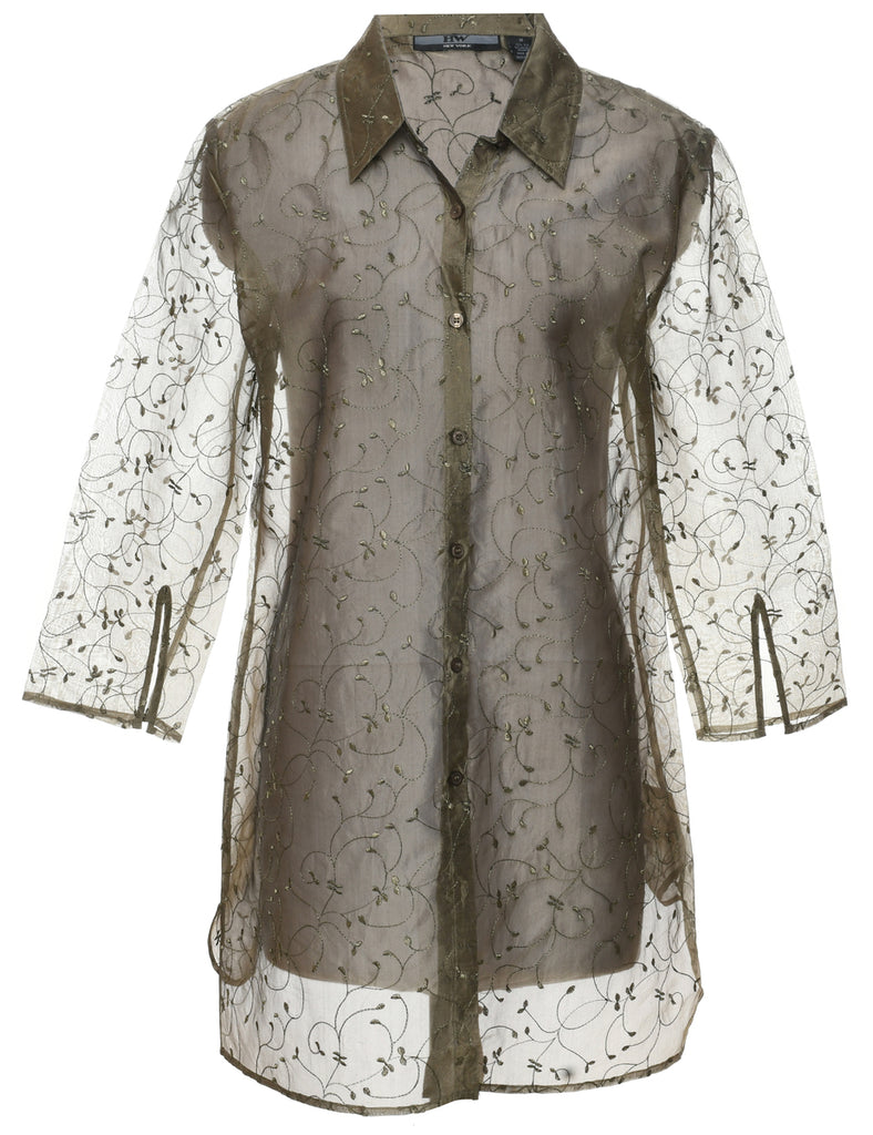 Silk Sheer Effect Evening Shirt - M