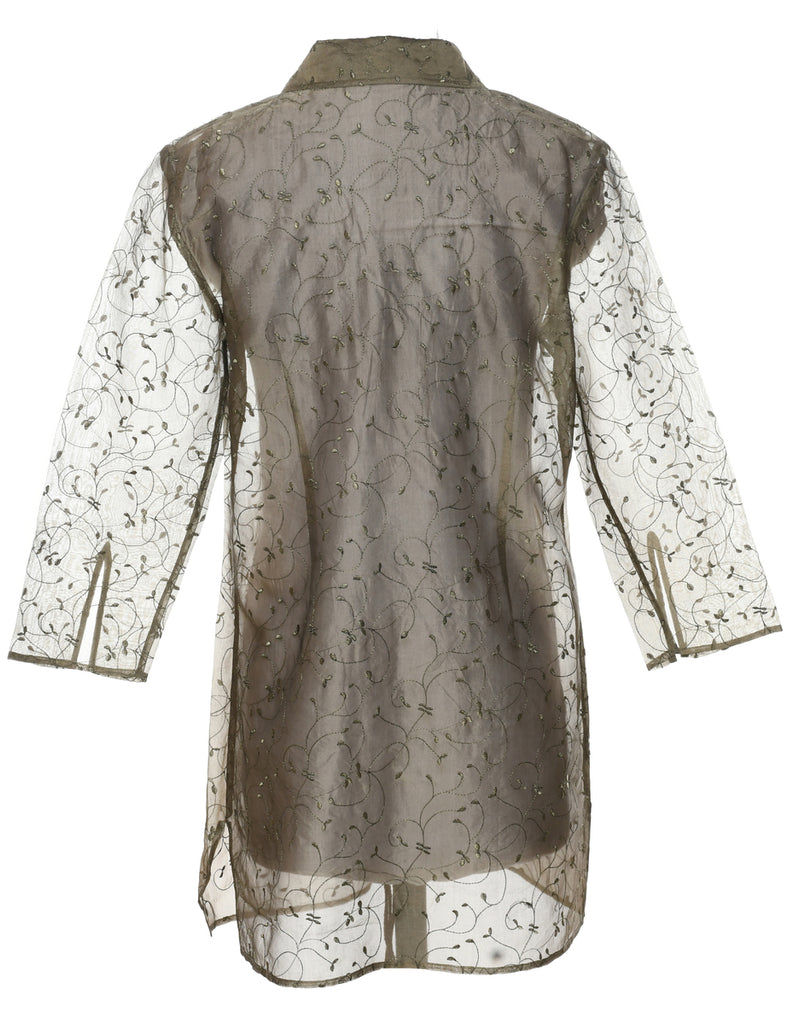 Silk Sheer Effect Evening Shirt - M