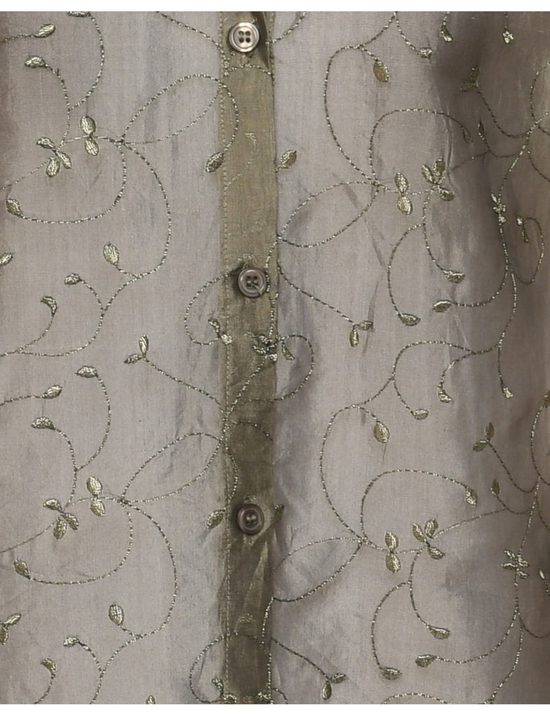 Silk Sheer Effect Evening Shirt - M