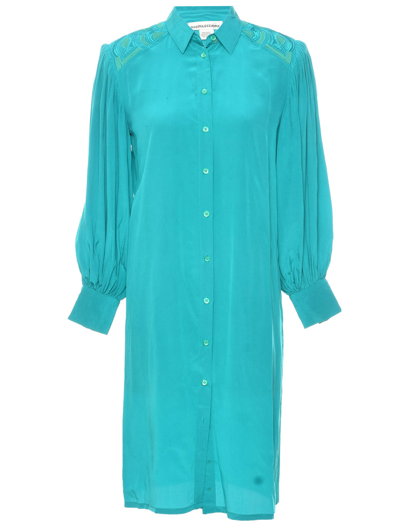 Silk Shirt Dress - M