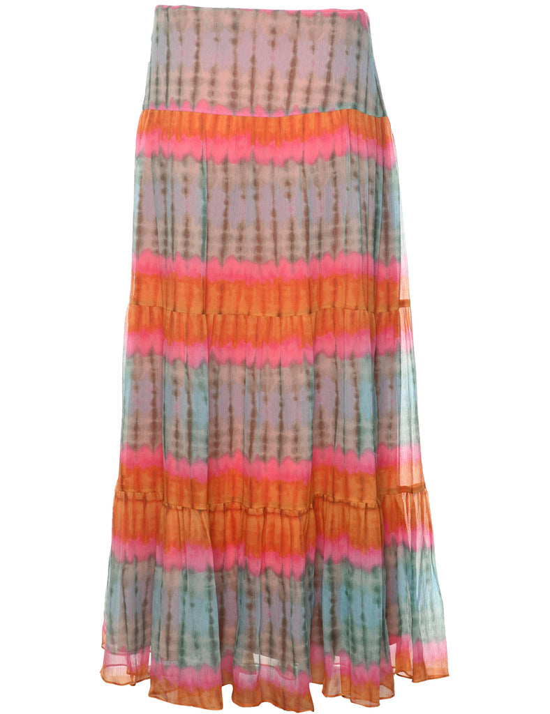 Silk Tie Dyed Maxi Skirt - L