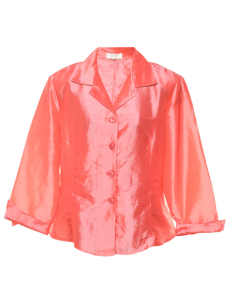 Silky Metallic Coral Evening Shirt - XL