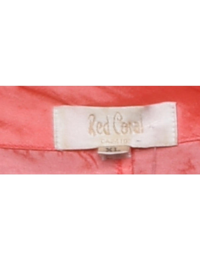 Silky Metallic Coral Evening Shirt - XL
