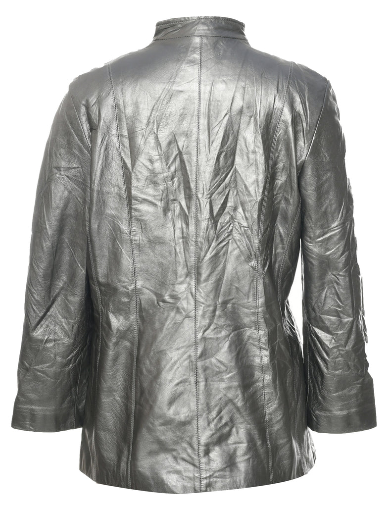 Silver Leather Jacket - L