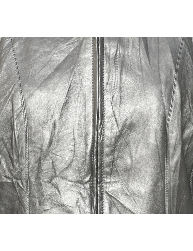 Silver Leather Jacket - L